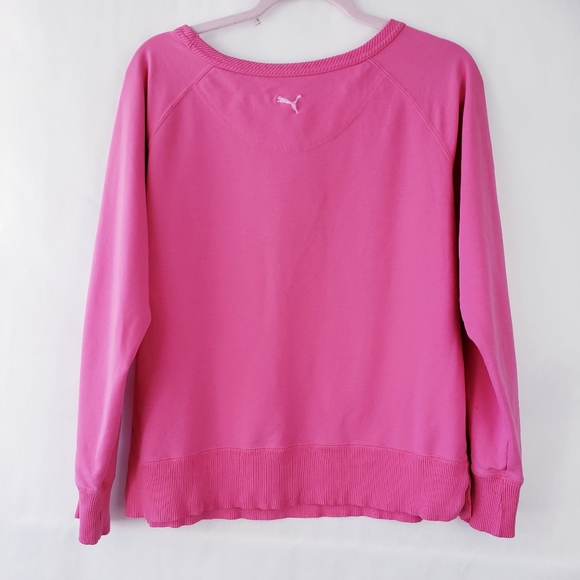 Puma Womens Hot Pink Sweatshirt Pullover Size Large big Spellout - Picture 4 of 5